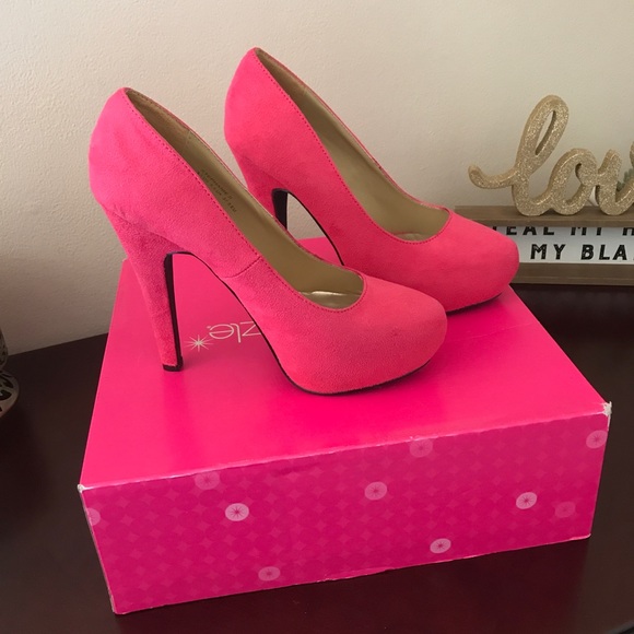 hot pink platform heels